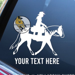 Custom Ranch Riding Horse & Cowgirl | Show | Western | Equine | Equestrian | Horses Car/Truck/Trailer Vinyl Decal Sticker