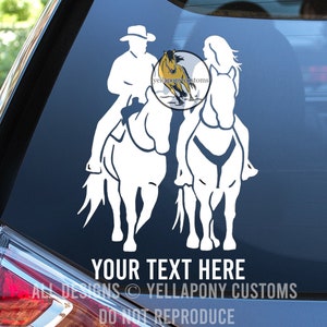 Custom Unique Trail Riding Cowboy & Cowgirl Horse Riding  Decal Equestrian Equine Car/Truck/Trailer Decal Sticker