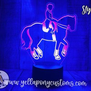 Personalized Dressage Horse LED Remote Control Night Light, Unique Gift for Horse Lover, English Horse Friesian Horse Horse Girl Gift
