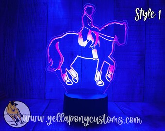 Multiple Styles* Personalized Dressage Horse LED Light | Night Light | Remote Control | Color Changing | Equestrian | Christmas Gift | Decor