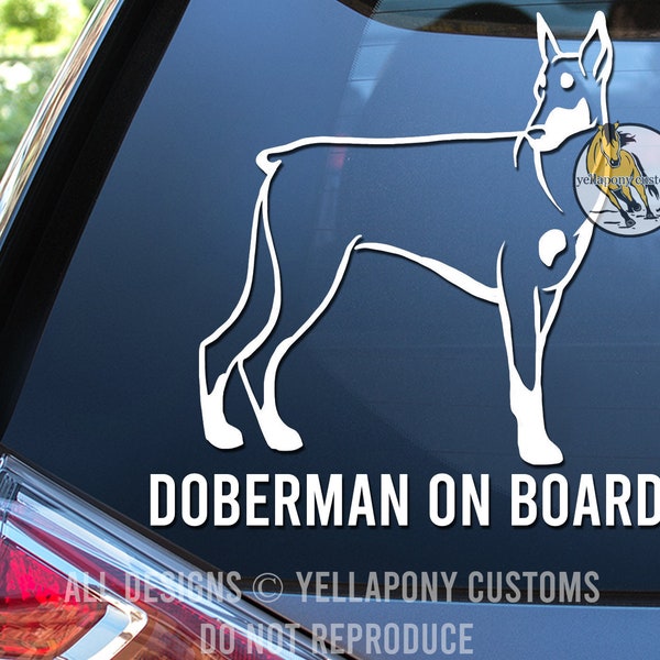 Doberman On Board Decal | High Quality Vinyl Window Decal for Dog Lovers Sticker | Doberman Pinscher Decal | Car Truck Trailer Sticker