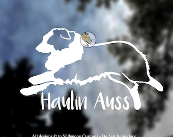 Haulin Auss Australian Shepherd Dog Permanent Vinyl Decal Funny Australian Shepherd Gift for Aussie Lover Australian Shepherd Window Sticker
