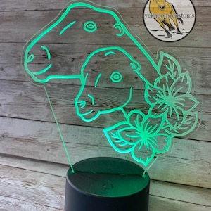 Personalized Lamancha Goat LED Night Light Gift For Goat Lover Floral Lamancha Dairy Goat Home Decor Color Changing Remote Control Farm Gift