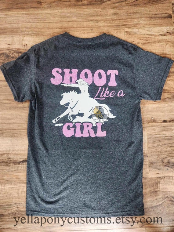Mounted Shooter Western Horse Shirt, Sparkly Horse T-Shirt for Equestrian, Mounted Shooting Shirt for Horse Lover, Shoot Like A Girl