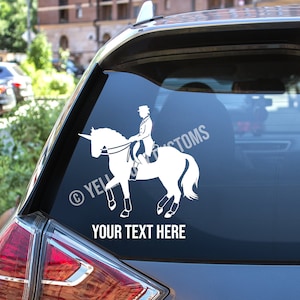 Custom Dressage Piaffe UNICORN Horse Lover Personalized Name English Horse Eventing Equestrian Equine Car/Truck/Trailer Decal Sticker