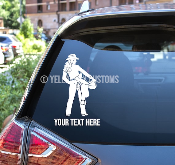 Custom Cowgirl Rodeo Queen Decal for Western Horse Lover, Cowgirl & Saddle Sticker, Unique Gift for Horse Lover, Decal for Horse Trailer Car