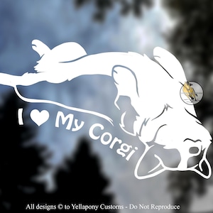 I Love My Corgi Permanent Vinyl Window Decal, Gift for Welsh Pembroke Corgi Lover, Funny Corgi Decal, Corgi Sticker for Car, Truck, Laptop