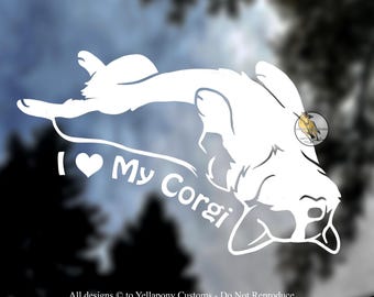 I Love My Corgi Permanent Vinyl Window Decal, Gift for Welsh Pembroke Corgi Lover, Funny Corgi Decal, Corgi Sticker for Car, Truck, Laptop