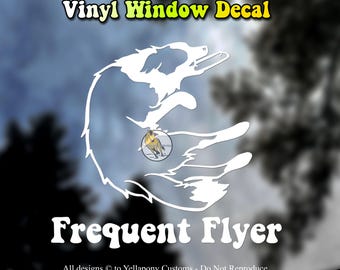 Frequent Flyer Border Collie Weatherproof Car Window Decal, Disc Dog Vinyl Car Sticker, Border Collie Frisbee Dog Sticker for Dog Lover