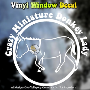 Miniature Donkey Decal, Vinyl Window Decal for Donkey Lover, Donkey Decal, Mule Gift, Mini Donkey Decal, Truck Horse Trailer Window Sticker