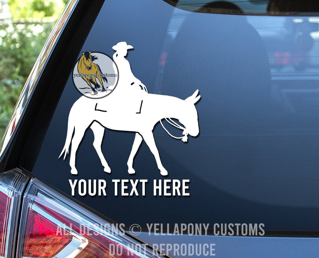 Trail Riding Mule Decal, Vinyl Window Decal for Mule Lover, Mule Decal