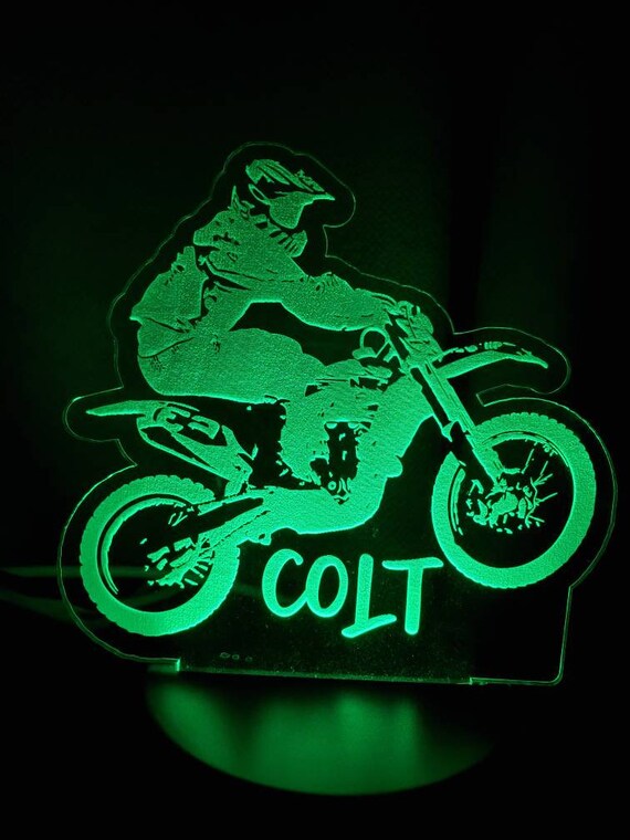 Personalized Dirt Bike Night Light, Color Changing Night Light for
