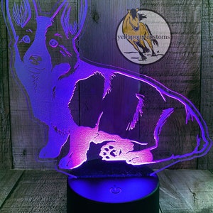 Personalized Welsh Corgi Dog LED Color Changing Night Light, Corgi Gift for Dog Lover, Unique Pembroke Welsh Corgi Decor with Custom Name