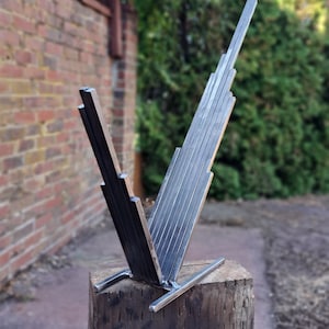 SOLIS MOLE | LIMITED | Sun burst metal art deco sculpture modern minimalist asymmetrical sun ray steel industrial statue