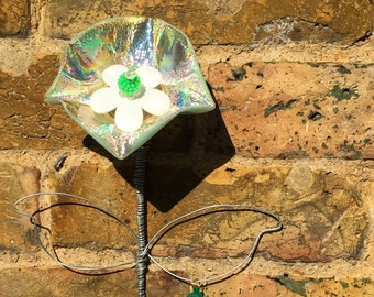 Upcycled CD Flower - 'Fancy Pansy'