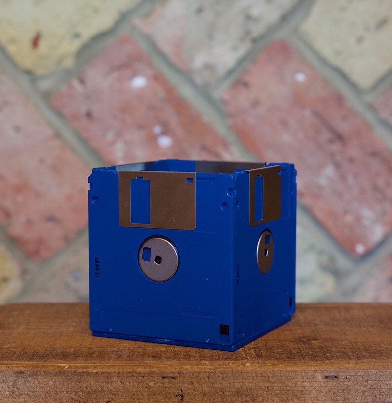 Floppy Disk Desk Tidy Upcycled blue Etsy UK