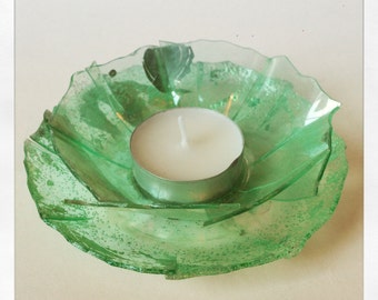 Recycled CD Tea Light Holder (Lily)