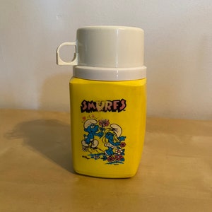Vintage 1970 Mustard or Baby Blue Thermos Hot Drink Bottles 