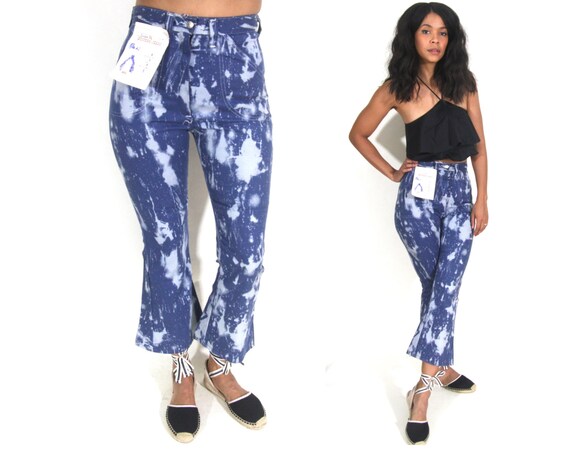 Vintage 70s High Waist Cropped Bell Bottoms Flares