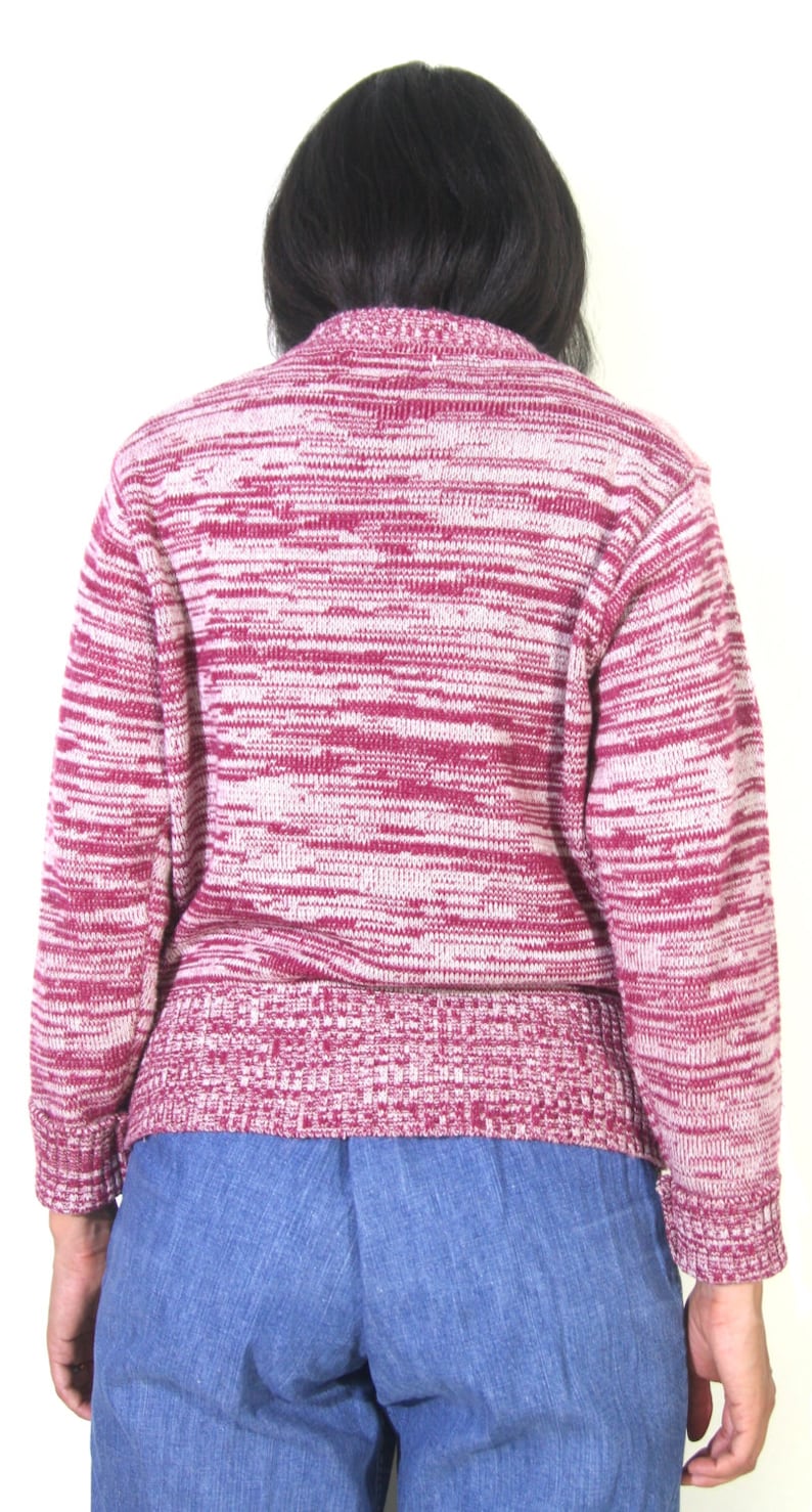 Vintage 70s House Village Scene Novelty Space Dye Knit Sweater Hippie