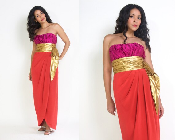 orange metallic dress