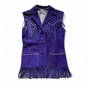 Vintage 40s Desert Suedes by Taylors of California Purple Suede Cowboy Western Fringed Vest Small Medium