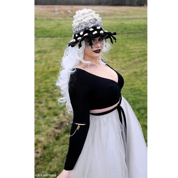 Crochet Mushroom Hat Pattern Ink Cap Goth Fairy Festival Costume PDF