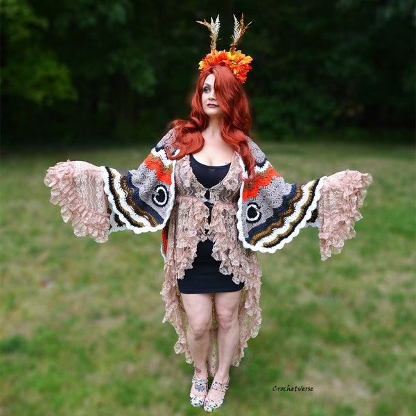 Butterfly Wing Shawl CROCHET PATTERN PDF Wrap Fairy Cosplay Goddess Winged Fairy Costume Cosplay Moth
