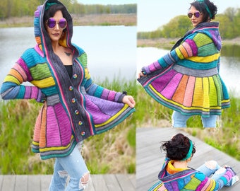 Serged Dream Sweater Coat Crochet Pattern PDF - Rainbow Fairy Fantasy Boho!