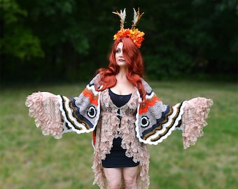 Butterfly Wing Shawl CROCHET PATTERN PDF Wrap Fairy Cosplay Goddess Winged Fairy Costume Cosplay Moth