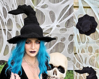 Crochet BENT Witch Hat Pattern Fairy Wizard Fantasy Cosplay Child Adult  Moon Wiccan Costume (PDF File NOT finished item)