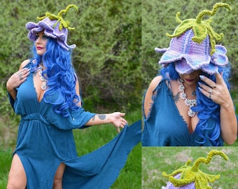 Crochet Flower Fairy Hat Pattern Fantasy Nymph Witch Cosplay Costume. *PDF NOT FINISHED item* Make any flower!