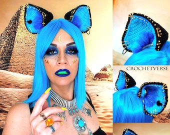 DIGITAL Crochet Pattern Cat Ears Furry Costume Cosplay Headband Bastet Goddess Mythology