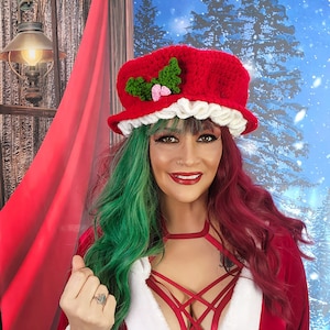 Modèle de bonnet de Noël au crochet Costume de bonnet de mère Noël PDF NUMÉRIQUE : cadeau de Noël du père Noël cosplay rapide mignon de vacances