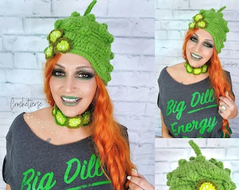 Crochet Pickle Hat & Choker Pattern Big Dill Energy Food Festival Costume Gift Pickle Lover Gift