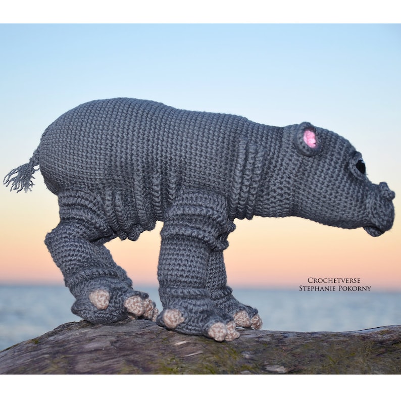 Crochet Hippo PATTERN Life Size Realistic Baby Pygmy Hippopotamus & HAT not finished item, PDF Instructions Fiona House Hippo image 4