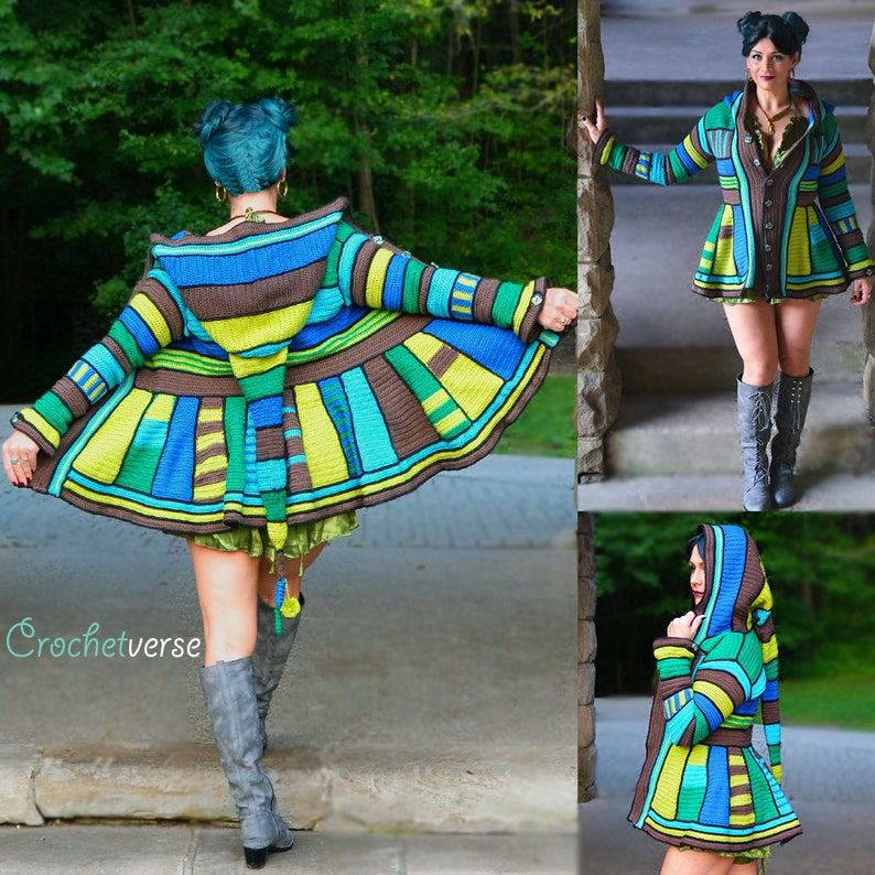 Serged Dream Sweater Coat Crochet Pattern PDF Rainbow Fairy Fantasy Boho image 5