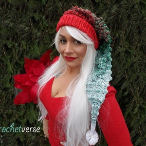 Crochet Santa Fairy Bells Stocking Pixie Cap Hat Pattern Christmas Holiday PDF DOWNLOAD image 2