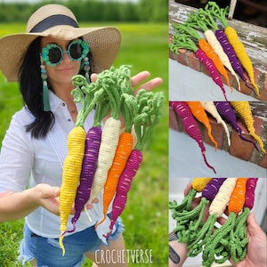 Schema all&#39;uncinetto per carote arcobaleno - Articolo PDF NON FISICO - Giocattolo vegetale realistico Waldorf Imagination Play per bambini