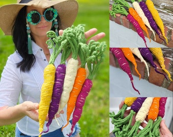 Crochet Rainbow Carrot Pattern - PDF NOT PHYSICAL item - Realistic vegetable toy Waldorf Imagination Play for Kids