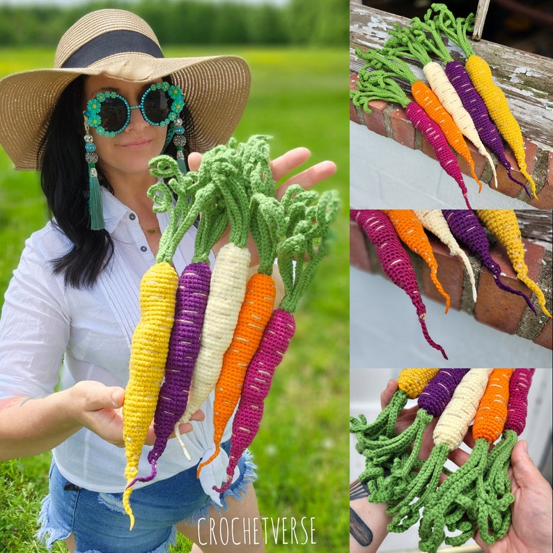 Crochet Rainbow Carrot Pattern PDF NOT PHYSICAL item Realistic vegetable toy Waldorf Imagination Play for Kids image 1