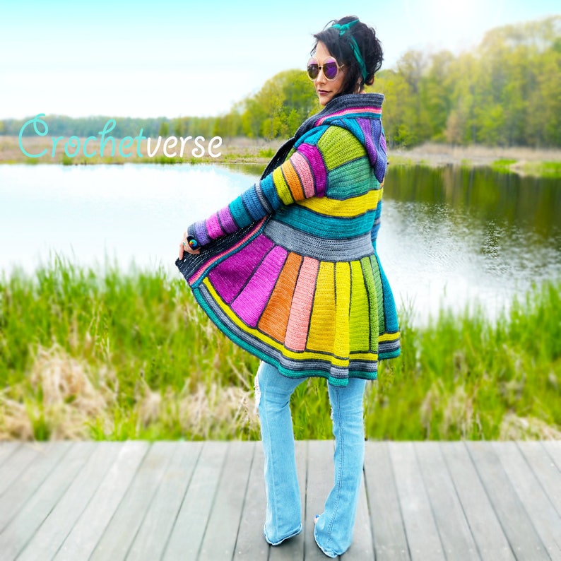 Serged Dream Sweater Coat Crochet Pattern PDF Rainbow Fairy Fantasy Boho image 2
