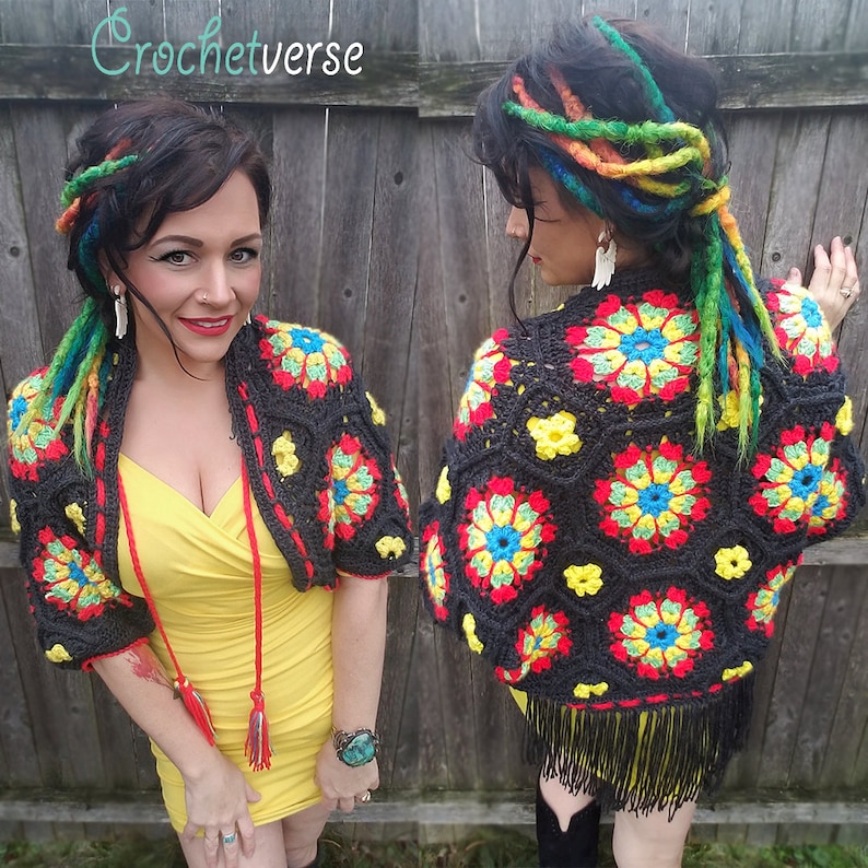 Crochet Granny Cocoon Cardigan Pattern Kaleidoscope image 1