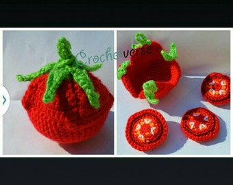 Tomato Crochet Pattern Amigurumi Play Food Softie Toy