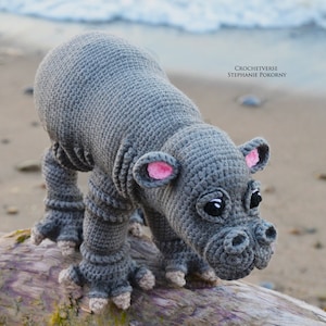 Crochet Hippo PATTERN Life Size Realistic Baby Pygmy Hippopotamus & HAT not finished item, PDF Instructions Fiona House Hippo image 2