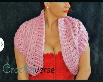 Chunky Crochet Cable Corset Back Bolero Shrug Pattern PDF