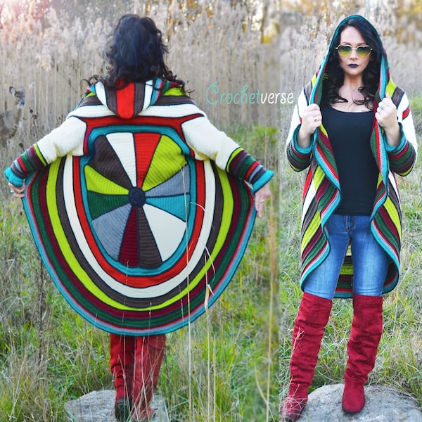 Splendor Circle Sweater Coat Häkelanleitung - Fairy Hooded Boho!