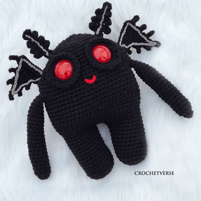 Crochet Mothman PATTERN Doll Toy Chibi Cryptid Cute Baby Stuffed NOT finished item, PDF instructional digital file only image 2