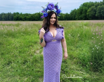 Everlight gehaakte trouwjurkpatroon lang of kort Boho vintage kant pdf INSTRUCTIES Kamgaren katoengaren