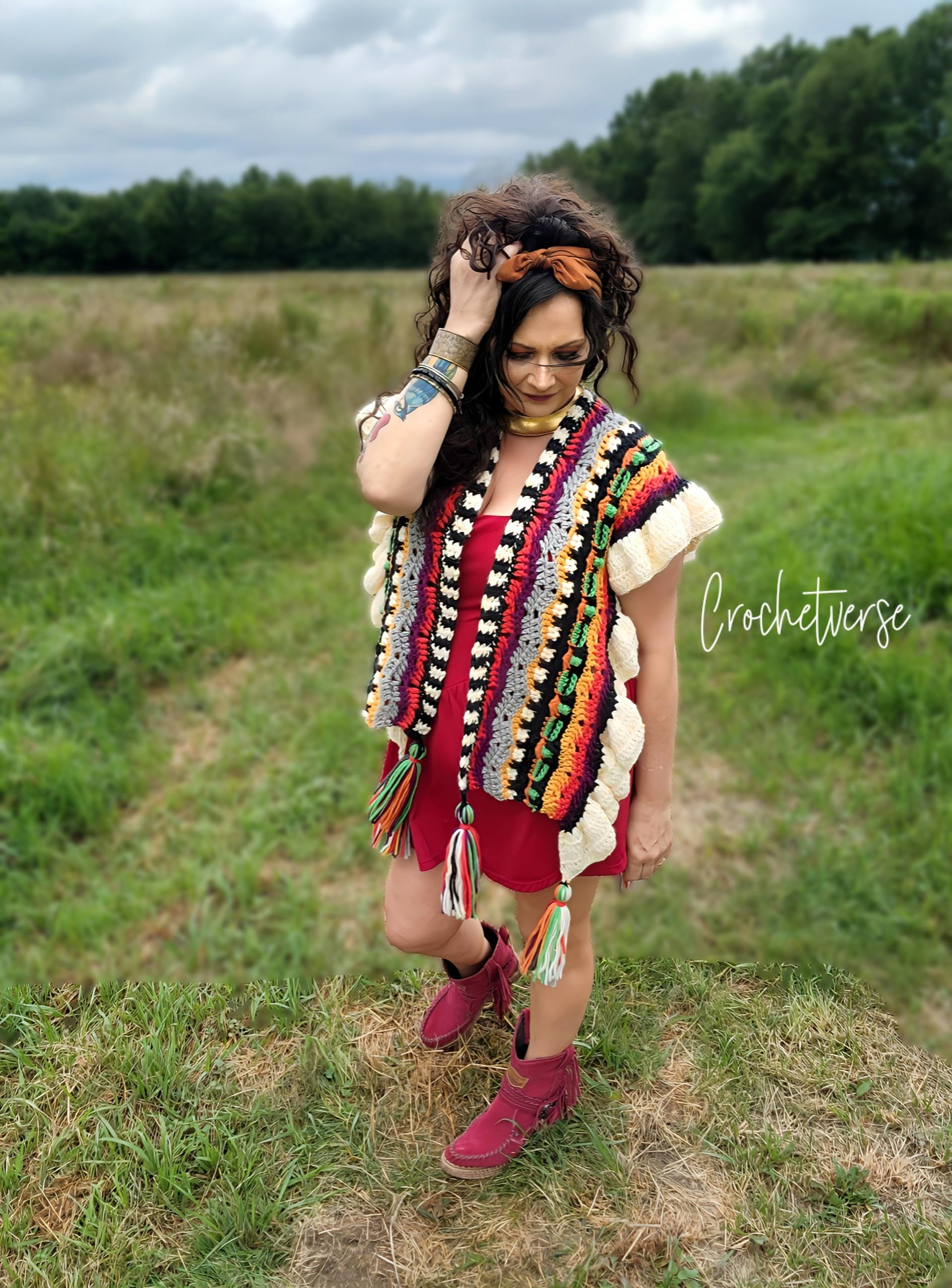 Eastfield Crochet Boho Shawl Wrap Pattern PDF Child to Plus Adult